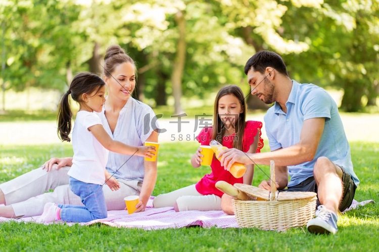  父亲，女儿，野餐，公园