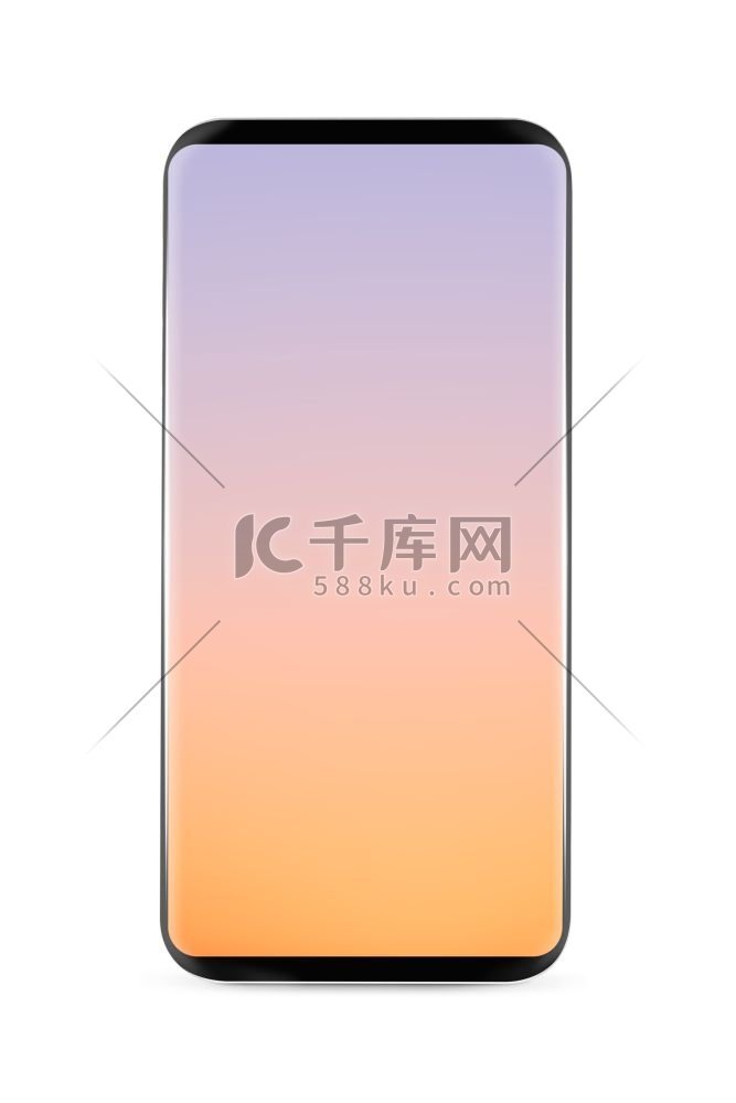 无边框智能手机模型，白色背景上