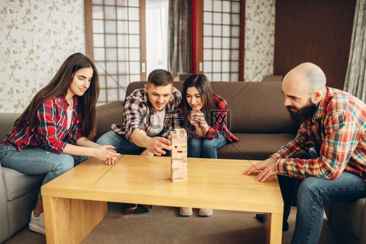  Jenga，朋友，人，木制