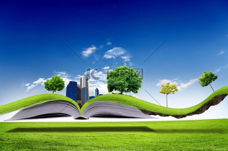 打开书，绿色自然世界从书页中走