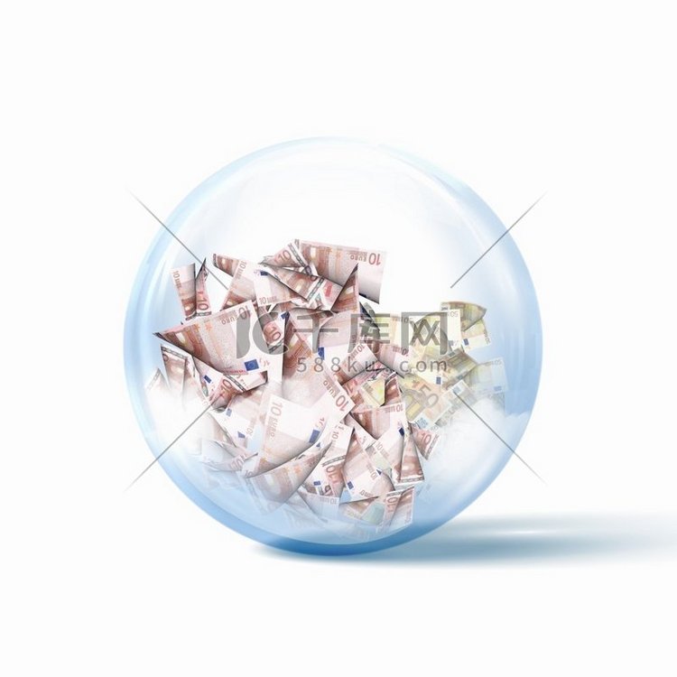 一堆钞票图像堆钞票内的玻璃球