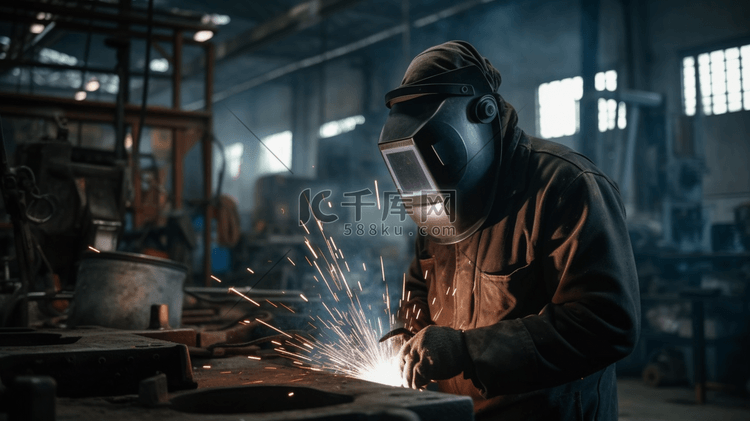 工厂工人加工生产机械焊接火花5