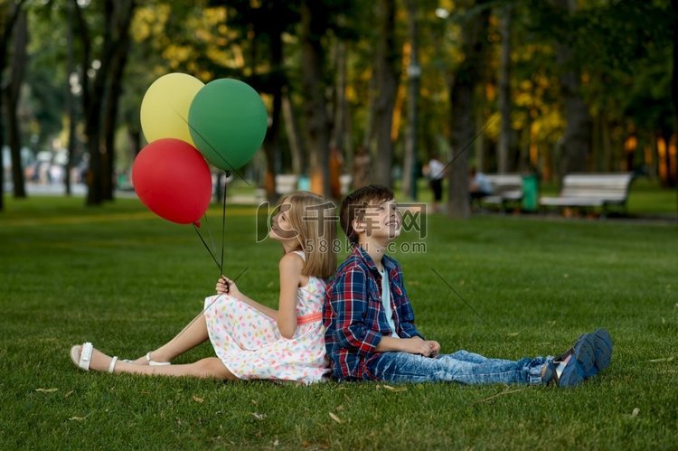 快乐，气球，爱，绿色