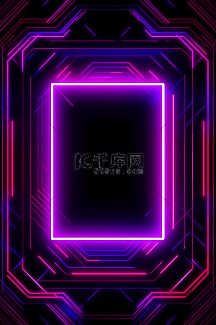 科技梦幻商务粉紫色发光线框背景