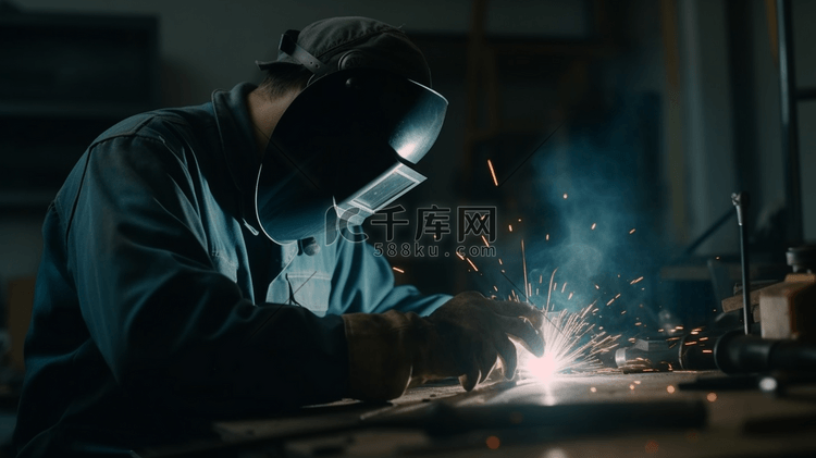工厂工人加工生产机械焊接火花8
