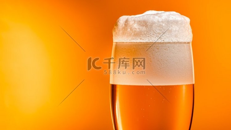 啤酒在玻璃杯里沉淀，有一层白色