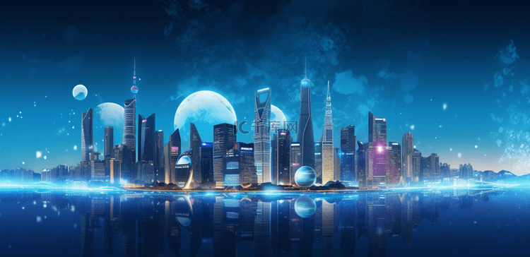 城市科技蓝色线条未来