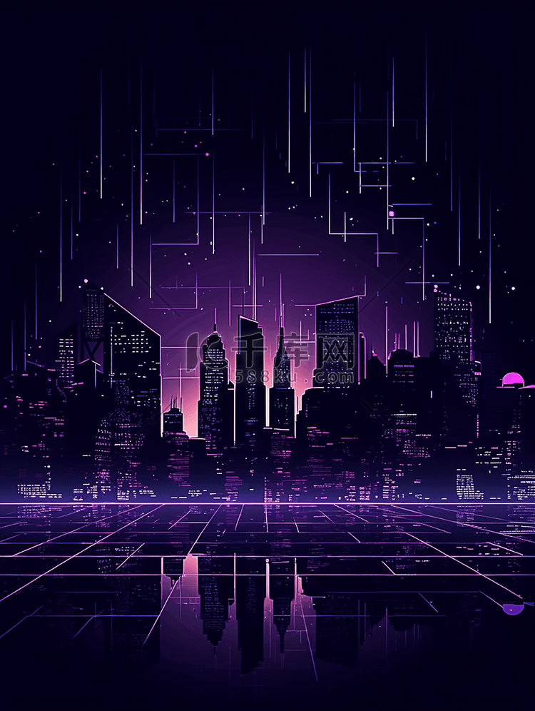 城市科技紫色氛围感大数据未来感