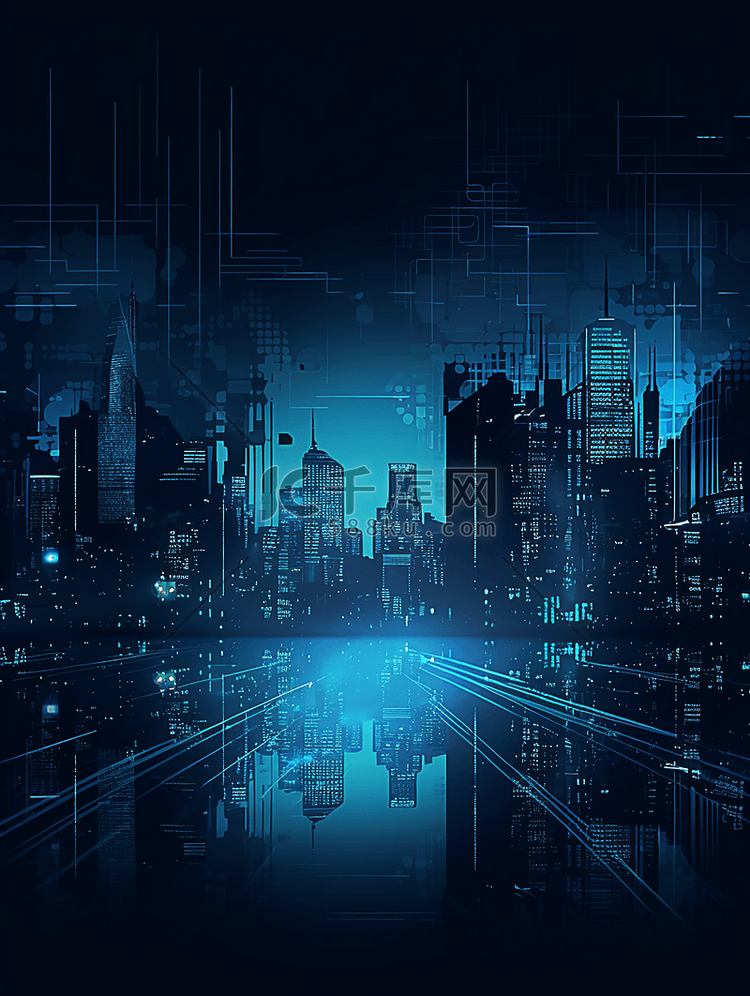 城市科技大数据未来感赛博蓝色数