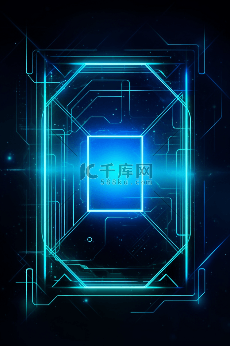 科技商务科幻蓝色发光线框背景