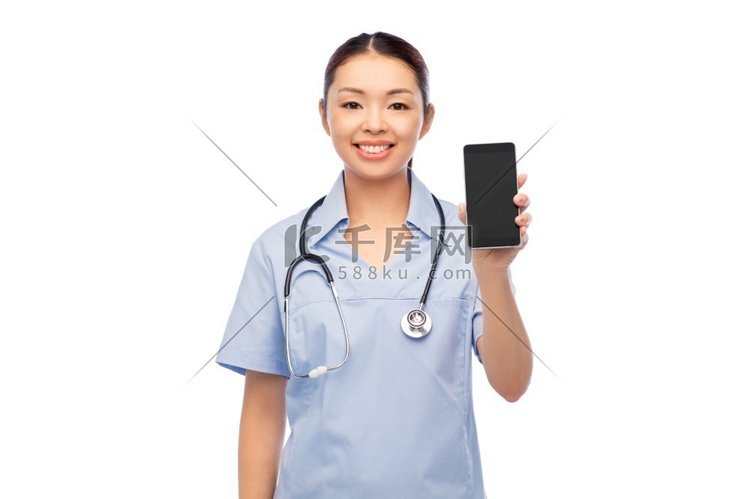 护士、女性、智能手机、手机