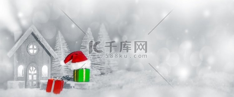  雪，冬天，树，家