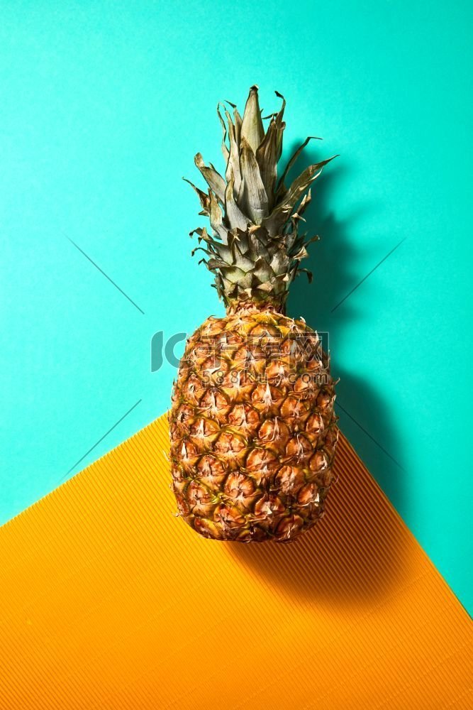 热带菠萝水果提出在绿色橙色背景