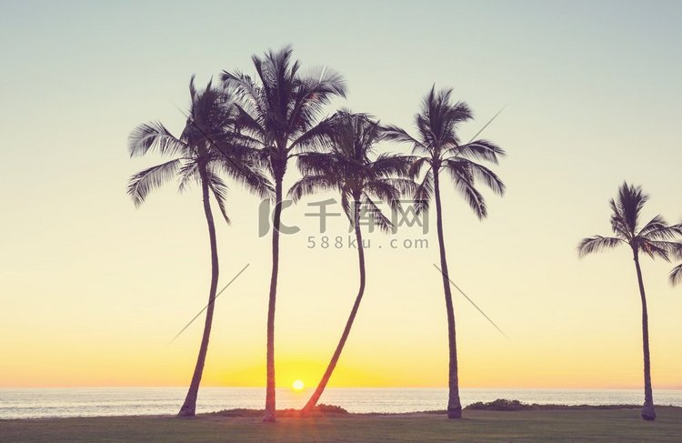 夏威夷的日落。夏威夷落日的美景