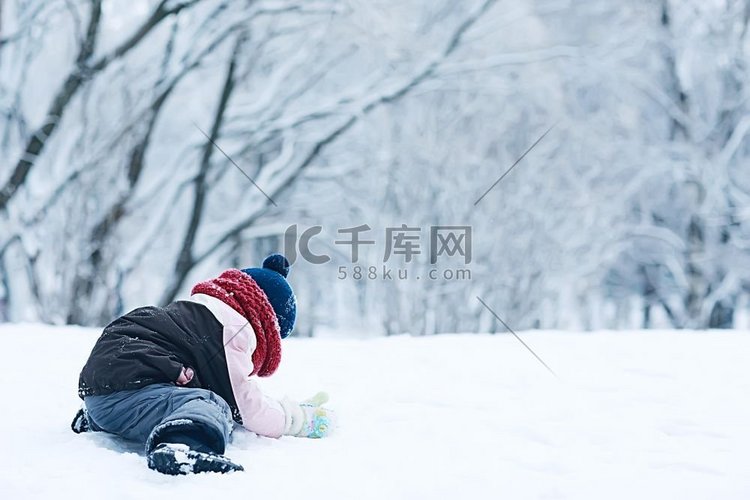 雪，雪橇，孩子，好玩