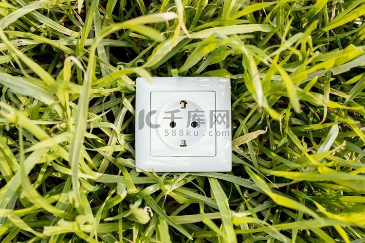 顶视图电动插座绿草。高分辨率照