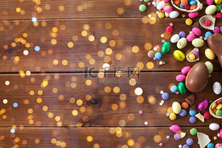 复活节，糖果和糖果概念—巧克力