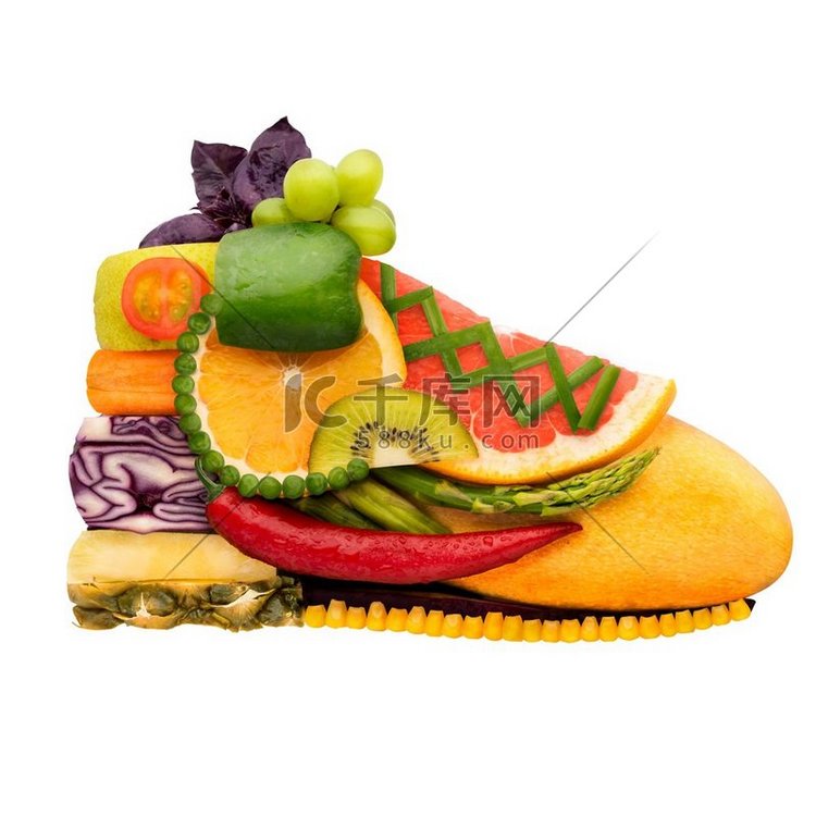 水果和蔬菜的形状，美味的跑鞋训