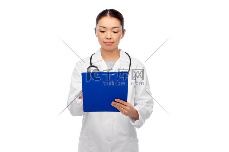 医学，专业和保健概念—亚洲女医