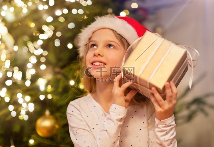 圣诞节，假日和童年概念—微笑的