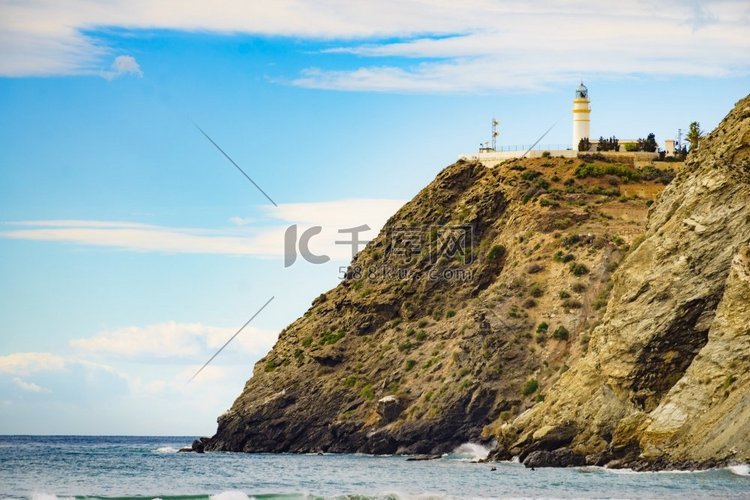 海岸景观与Carchuna灯塔