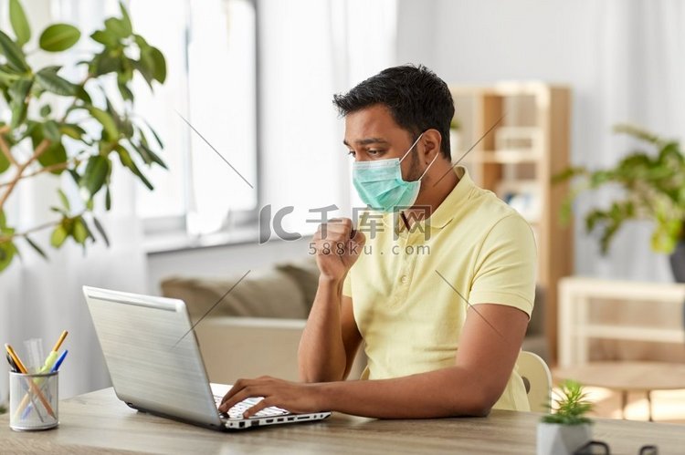  口罩，病毒，咳嗽，笔记本电脑