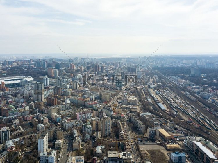  城市，空中，无人机，乌克兰