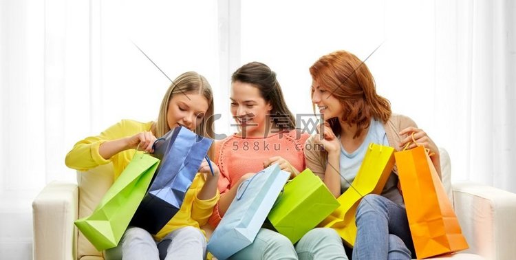  女孩，购物，袋，销售