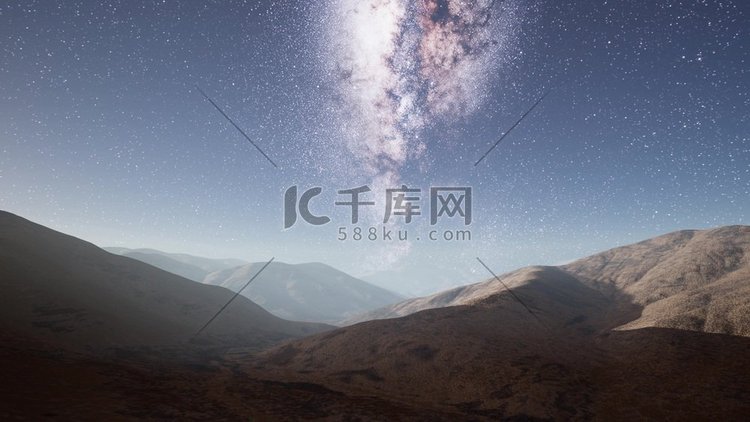 沙漠山脉上空的银河星