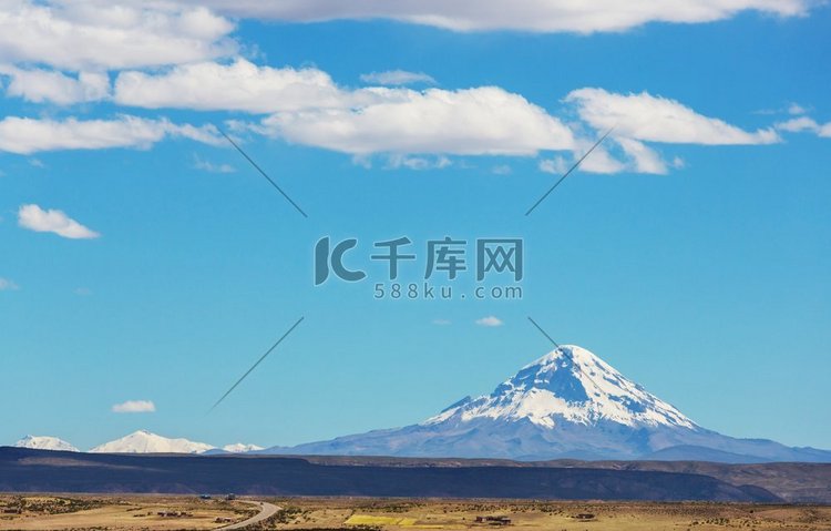 美丽的自然景观山脉火山安第斯地