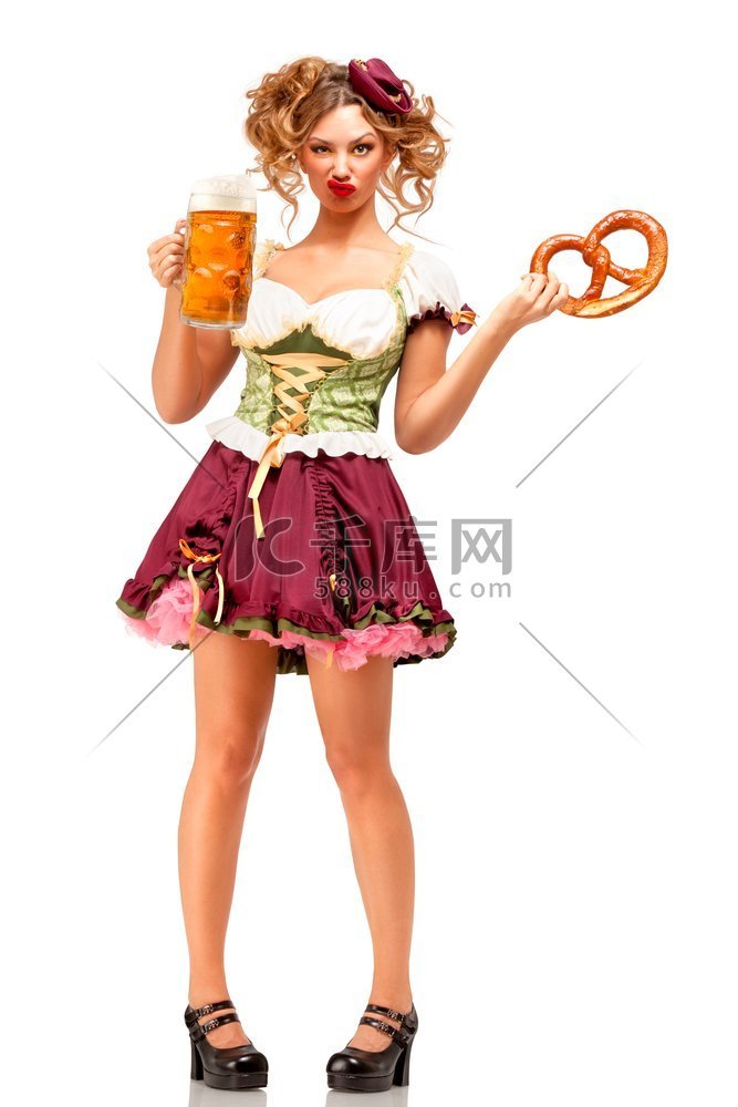 啤酒节女服务员的创意概念照片穿