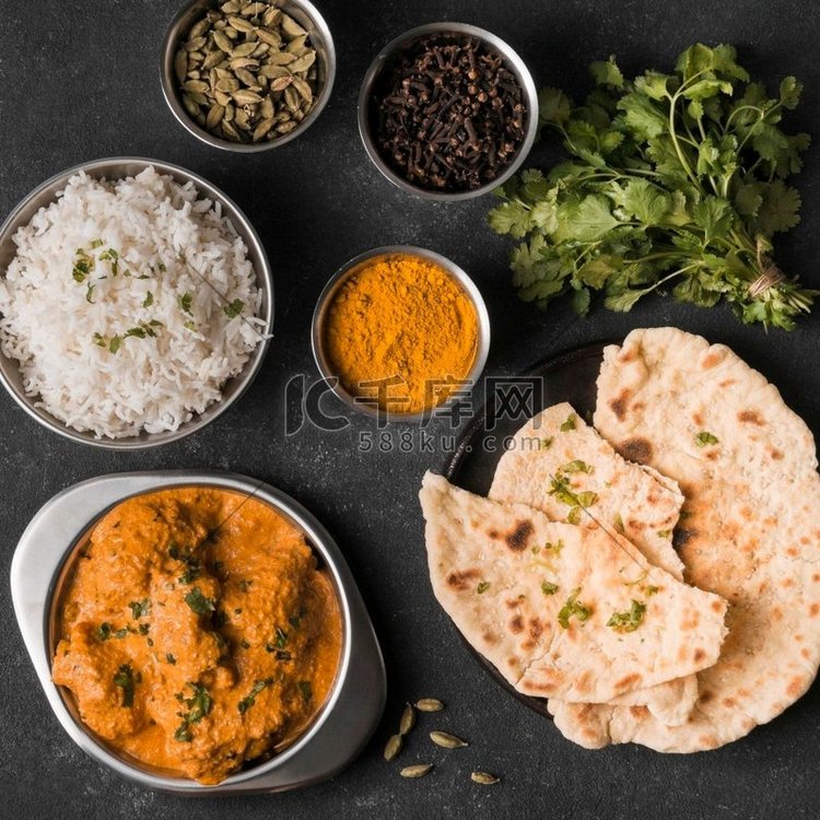 印度料理高分辨率照片。印度料理