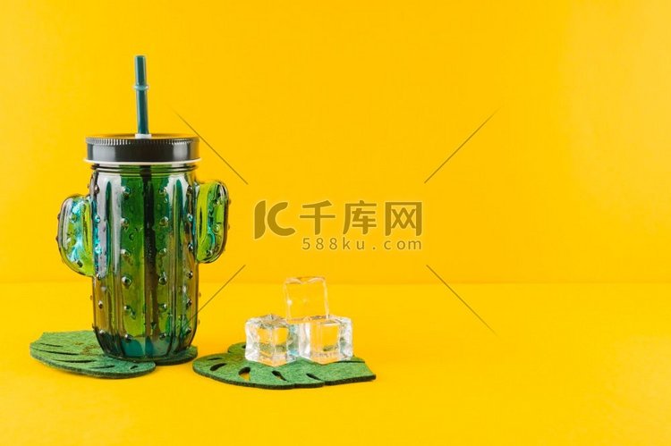 玻璃仙人掌汁罐水晶冰块叶杯垫反