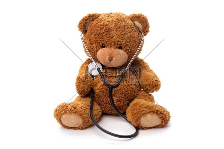 医药，保健和儿童概念—泰迪熊玩