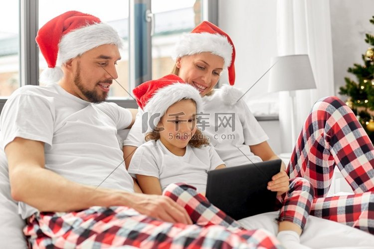  父亲，女儿，圣诞节，平板电脑