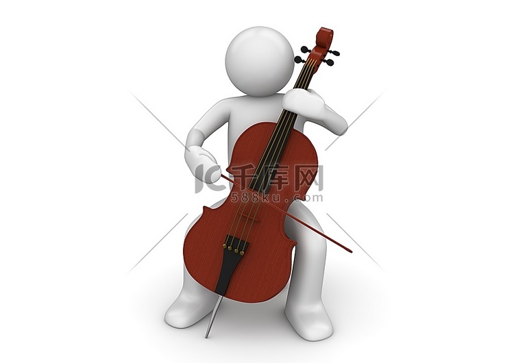 大提琴手(白色背景下的3D人物