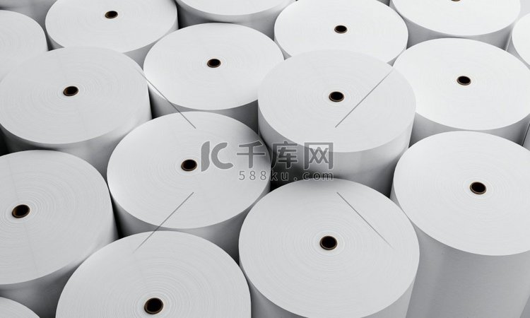 白纸卷筒生产工业工厂背景。商业