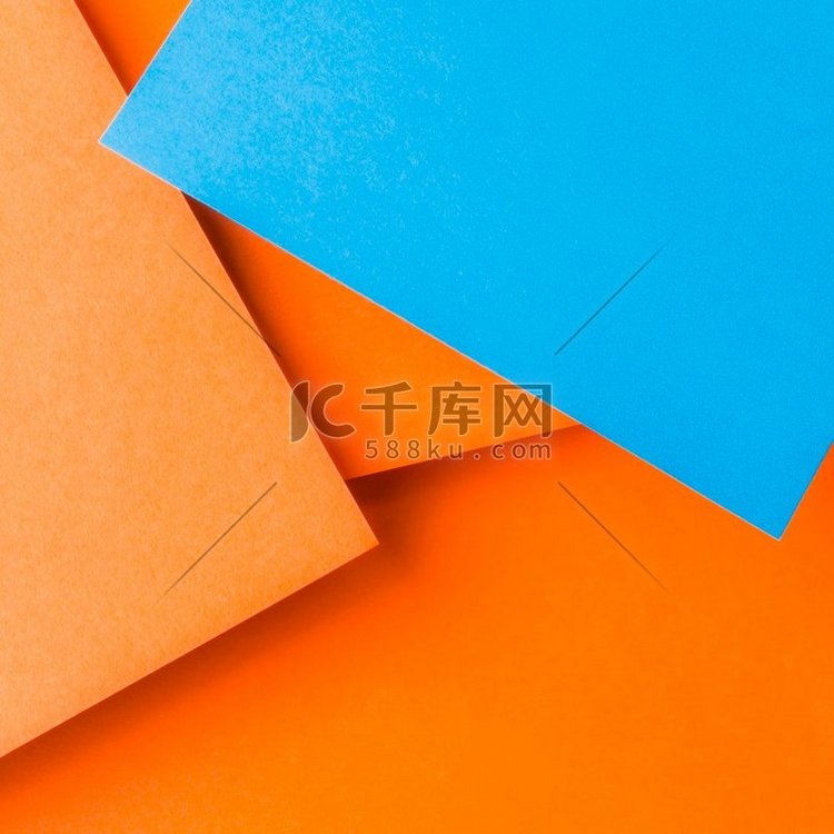 俯视图蓝色工艺纸平原橙色背景