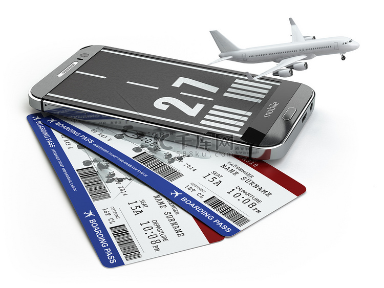 购买航空公司机票在线的概念。智