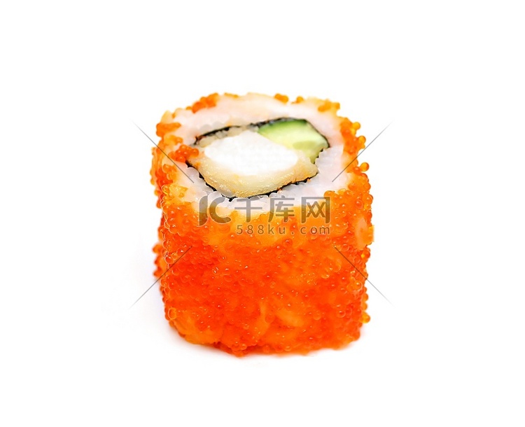 单人传统日本寿司卷，白色隔绝