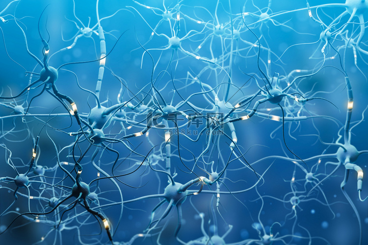 蓝色的神经元, 蓝色的背景上有