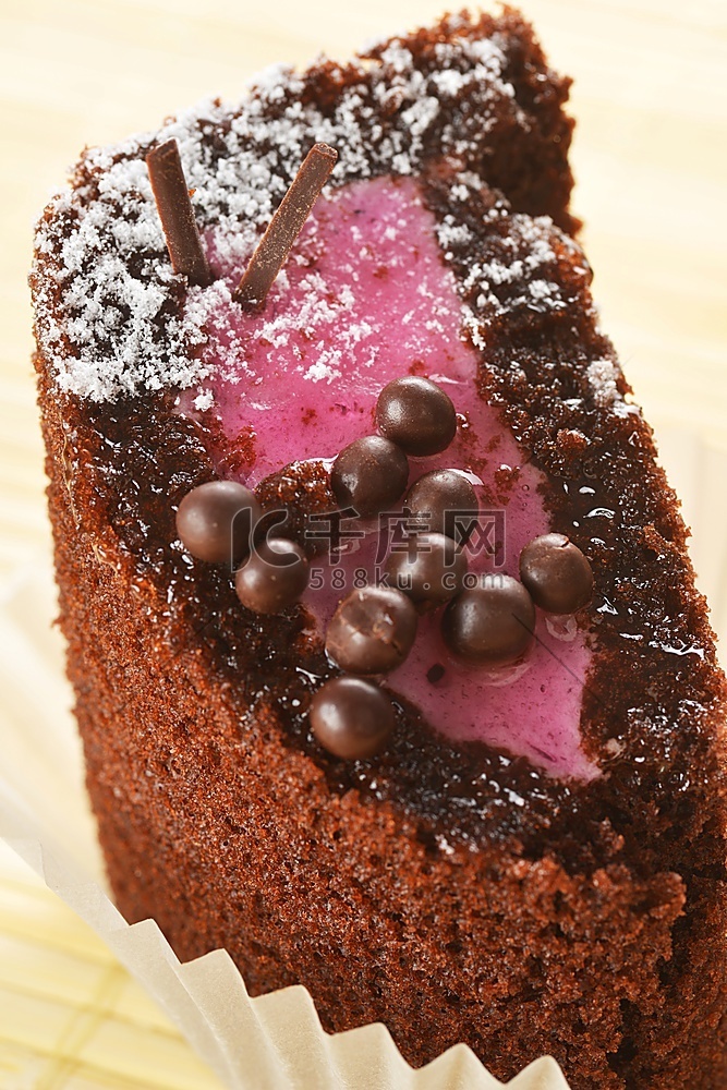 美味的巧克力Sacher蛋糕特写