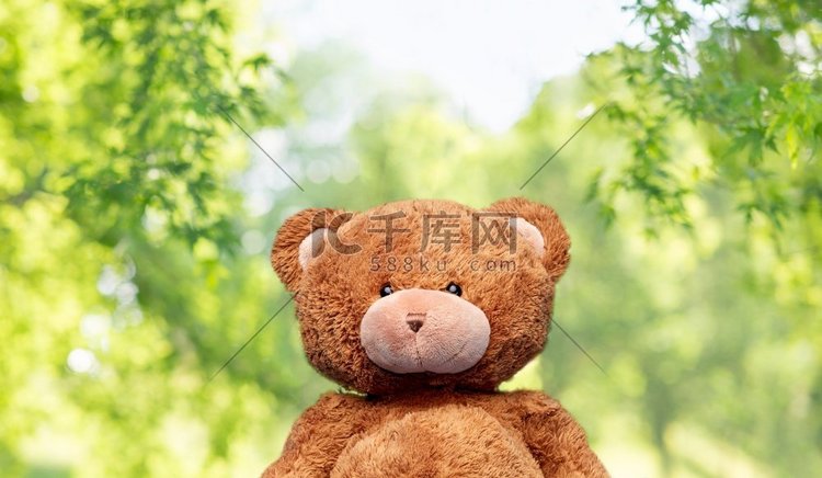 软玩具和童年概念—棕色泰迪熊在