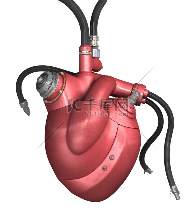 白色背景上的机械心脏