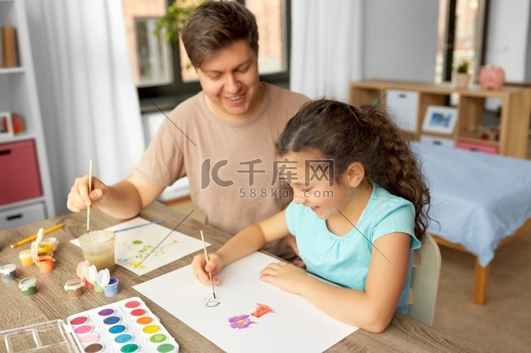 女儿、孩子、颜色、刷子