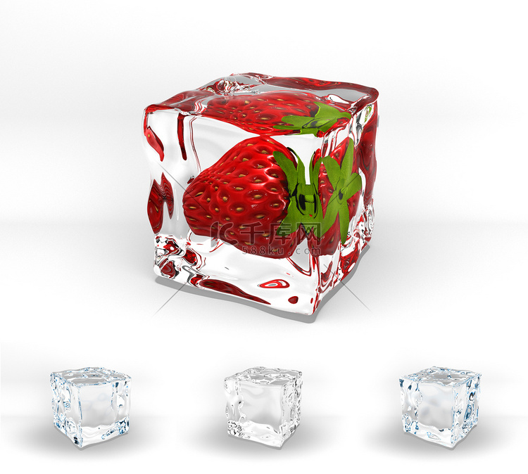 草莓冻结在冰多维数据集