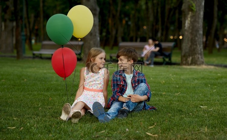 快乐，气球，爱，绿色