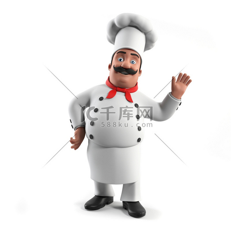 一位厨房厨师的3D渲染插图