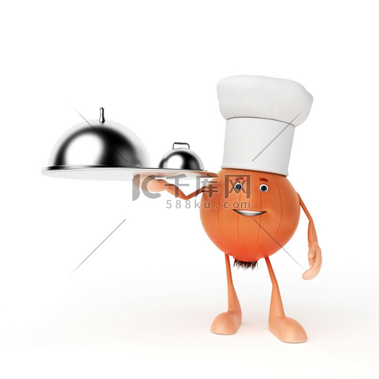 食物角色-洋葱的3D渲染插图