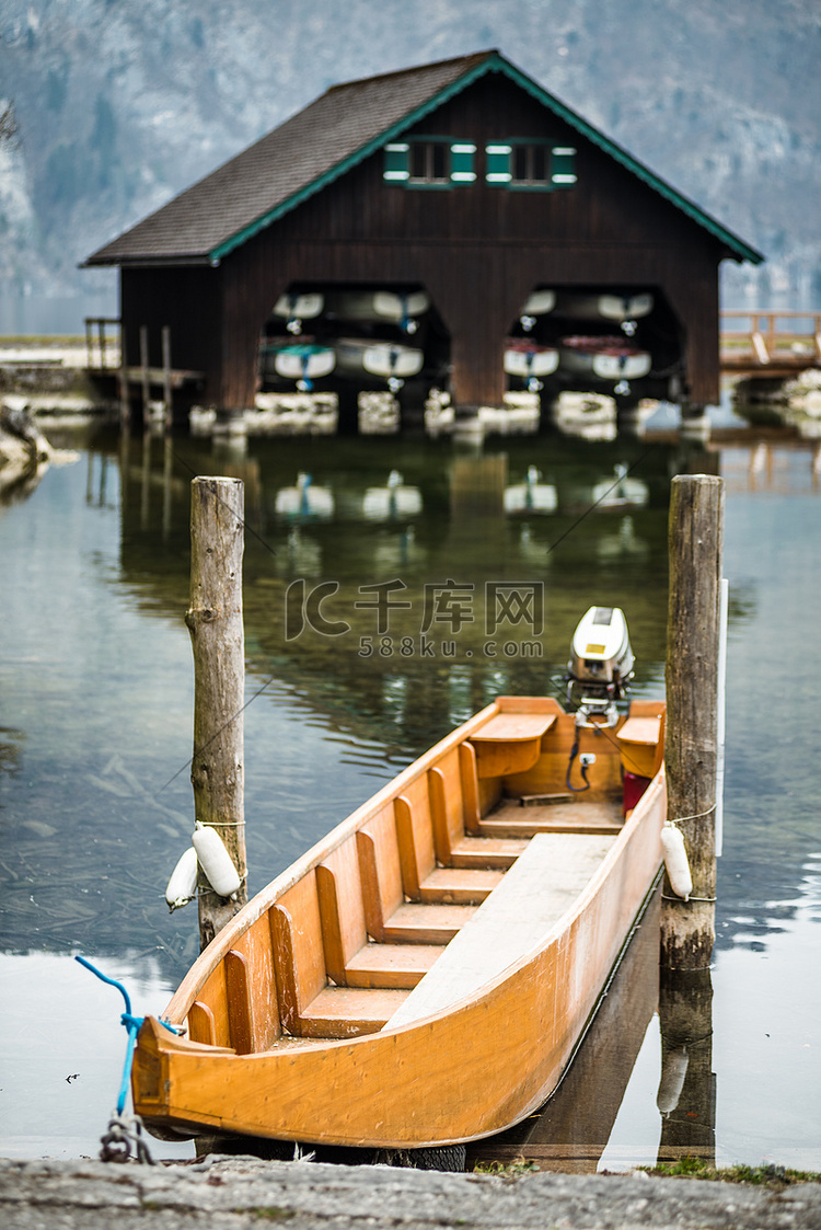 小船在 Traunsee，奥地利